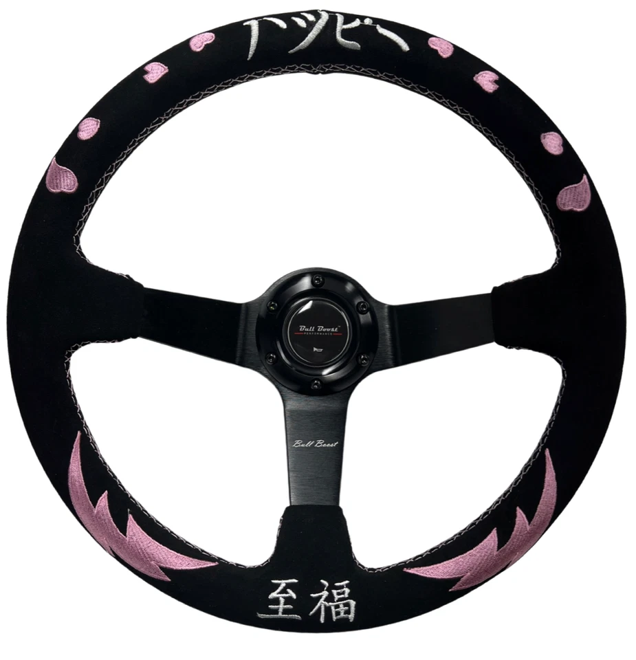 Volante de cuero gamuza rosa + kit adaptador de buje para Impreza WRX Legacy Foto 2 de 4