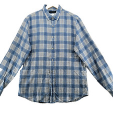 Banana Republic Slim Fit Men's Size L Blue Check Cotton L/S Casual Shirt
