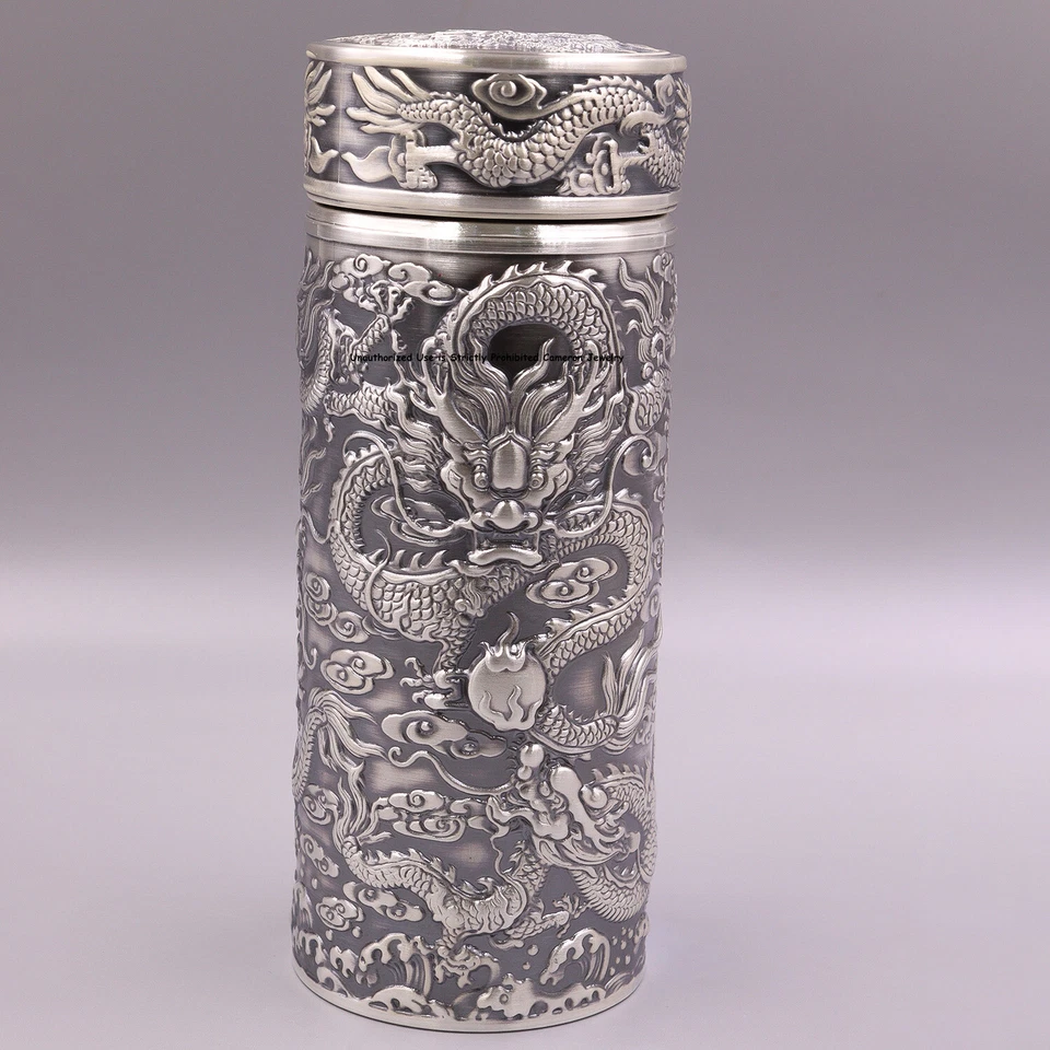 Reines S999 Feinsilber Trinkbecher Drachenmuster Gesunde Wasserflasche 75g 5,5 Zoll - Bild 2 von 4