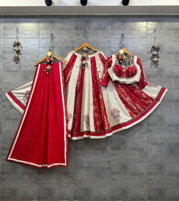 Pure Rayon & Khadi Cotton Mirror Work Chaniya Choli With Mal Cotton Dupatta