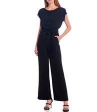 Eliza J Cap Sleeve Tie Waist Crepe Jumpsuit, Size 10