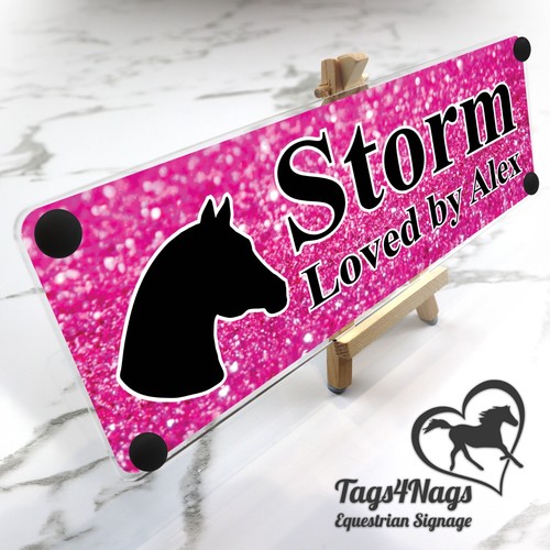 Horse Stable Name Sign Bright pink & Black text, 10 logo & font options - Picture 16 of 24