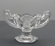 Vintage  Pair Chippendale  Daisy And Leaf Etched Handled Pedestal Salt Cellars