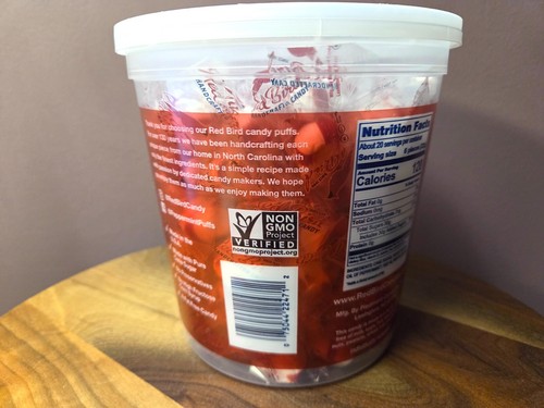 Red Bird Peppermint Candy Puffs 22.5 oz Tub Individually Wrapped Mints - Picture 3 of 4