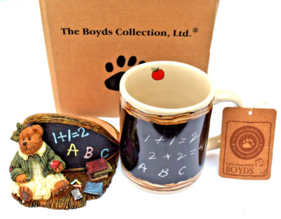 Boyds Collection Miss Wise Teachers Count Geen-Yoo-Wine Cup + Coaster