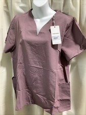 Mandala Scrubs Women Curved V-Neck Top Size Large Color Moondust NWT