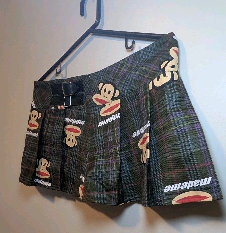 Minifalda plisada a cuadros Paul Frank X MadeMe Monkey verde Y2K ropa de calle Foto 4 de 4
