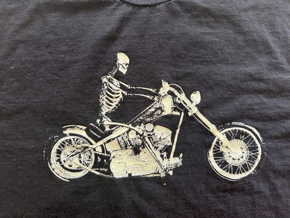 Camiseta De Colección Jem Ropa Deportiva Para Hombres XL Negra Esqueleto Picadora Motociclista Aire Libre Logo Y2K Foto 4 de 4