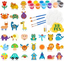 Glintoper 30 Wooden Magnet Painting Craft Kit, Paint Your Own Easter Art and Cra