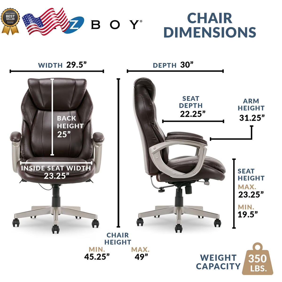 La-Z-Boy Westley Big & Tall Executive Office Chair Active Lumbar