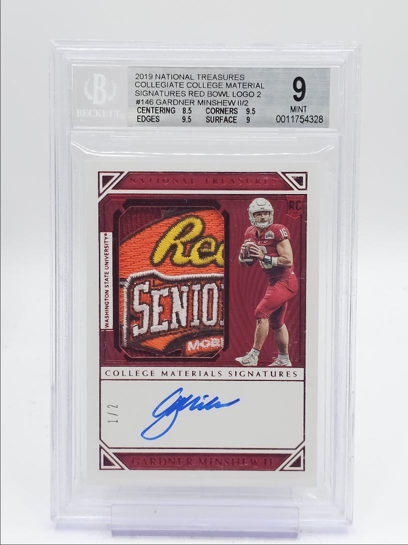Gardner Minshew II Panini National Treasures Collegiate #146 College Materials Signatures-Red Bowl Logo