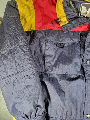 Vintage COULOIR Mens one piece Ski Snow Suit Size 46 Navy Yellow Red 31 Inseam - Picture 4 of 24