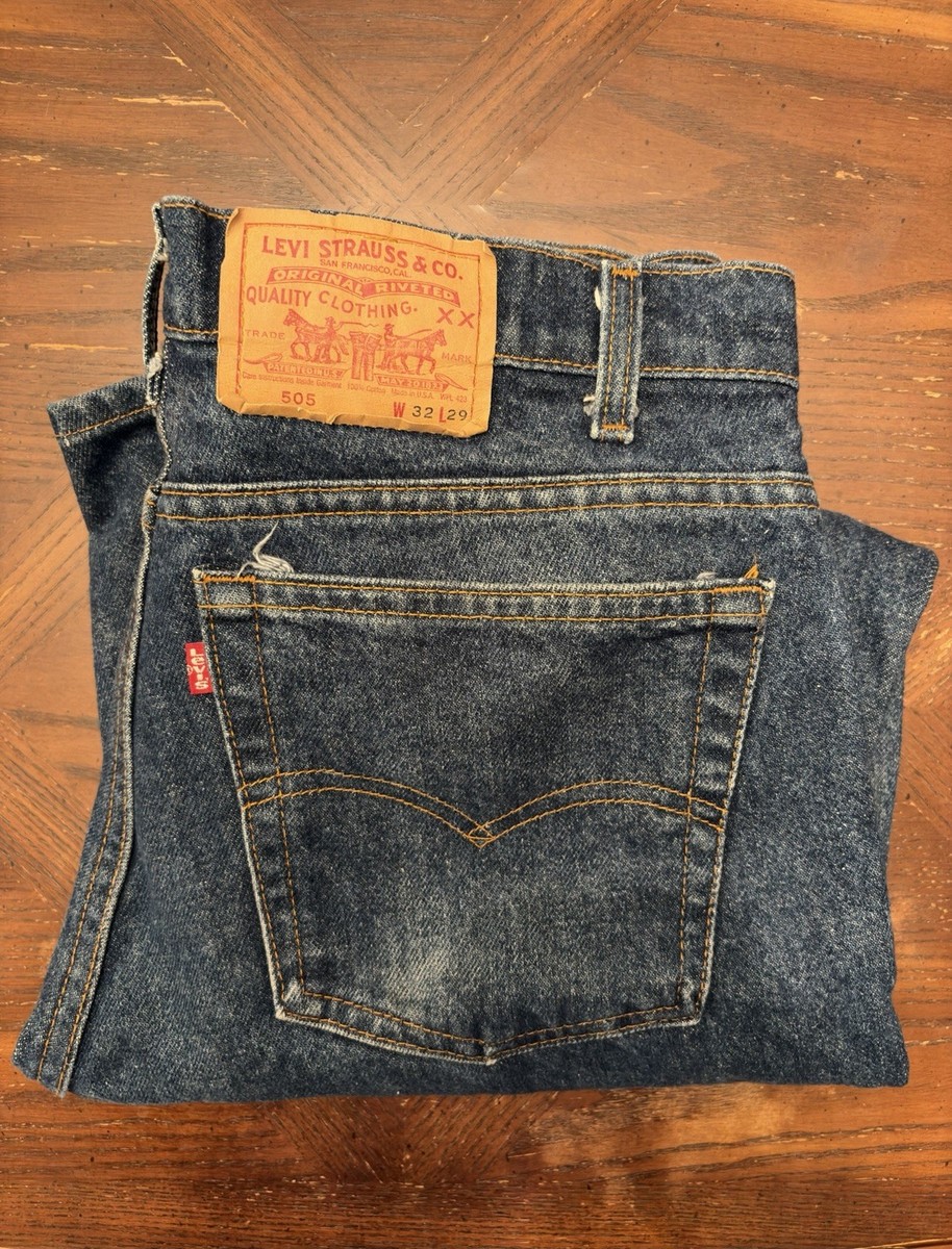Vintage 80s Levi's 505 XX Jeans Size 32x29 Dark Wash Denim 505
