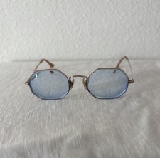 Antique Art Craft 1/10 12k Gold Filled Blue Octagon Lens Eyeglasses 1930's