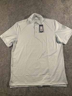 NWT Vineyard Vines Golf Shirt Mens White/Green Palm Tree Printed Sankaty Polo