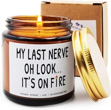 My Last Nerve Lavender Scented Candles,Funny Friendship Gifts for Best Friend Wo