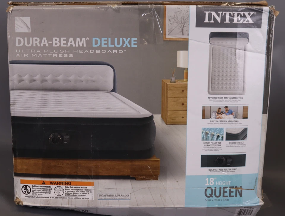 Colchón de aire Intex Dura-Beam Deluxe Queen con bomba incorporada y cabecero... Foto 4 de 4
