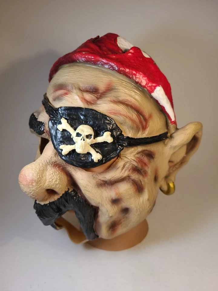 Máscara de látex pirata vintage 2003 cara completa Kmart cosida en etiqueta disfraz marca Foto 2 de 4