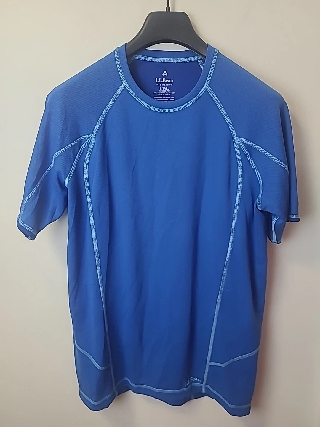 L.L. Bean Midweight Hiking Shirt Men's Large Tall Blue Raglan Long Sleeve 284759