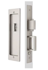 Rectangular Privacy Pocket Door Mortise Lock and Edge Pull, Narrow Modern Slidin