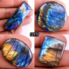 4 Pcs 148 Cts Natural Labradorite Loose Cabochon Gemstone 23x19-48x19mm R-12975