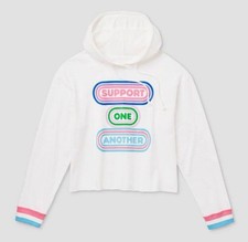    Pride Adult 'Support One Another' Cropped Hooded Sweatshirt Size M    AS IS  