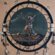 Large Native American Style Dream Catcher Wall Hanging w/ Feathers Beads