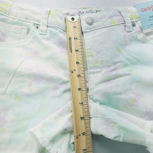 Girls Shorts Large 10/12 Plus White Tie Dye Super Stretch Cut Off Flexible Waist - Picture 15 of 18