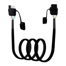 16AWG 4FT 4-Way Flat Trailer Extension Harness Male Female Plug w/Dust Cover
