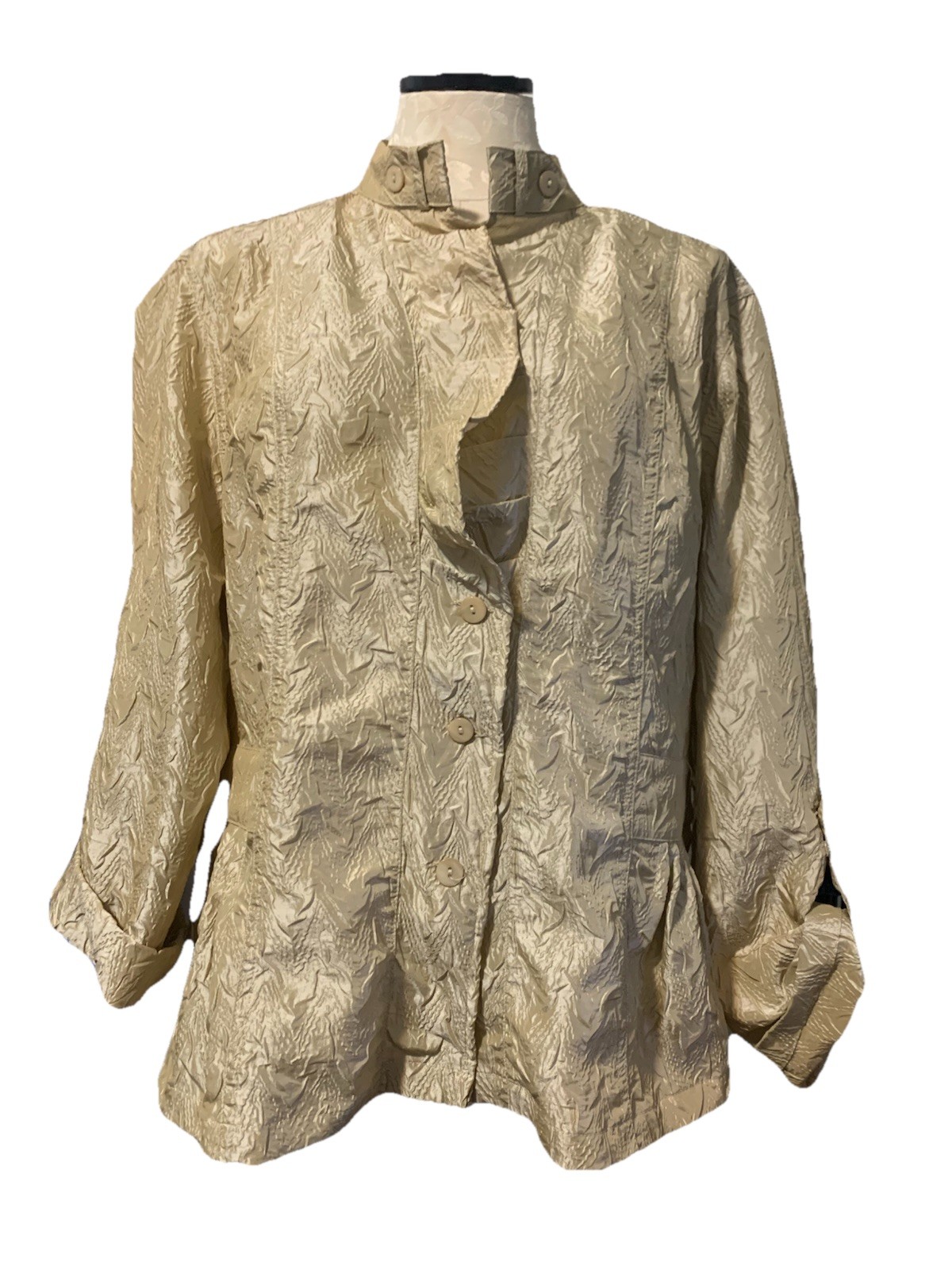 Chico’s Jacket Button lightweight Textured Beige … - image 1