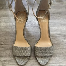 Vince Camuto Dalles Heels silver metallic dress sandals , Ankle Strap. Size 9.5