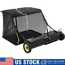 44" Lawn Sweeper Tow Behind, Leaf Collector ,Lage Pull Behind Lawn Grass Sweeper