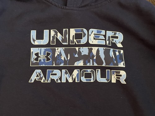 Under Armour YL Dark Blue W/Pocket Hooded Pullover Sweatshirt Pre-Owned - Picture 3 of 19