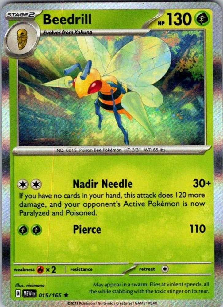 Pokemon SV: Scarlet & Violet 151 Beedrill 015/165 NM Holofoil