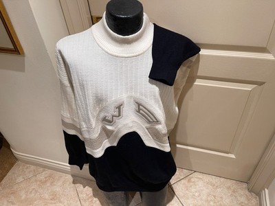 NWOT WILLY BOGNER WHITE/BLACK WB WOOL/ACRYLIC L/S HIGH NECK  SWEATER XXL