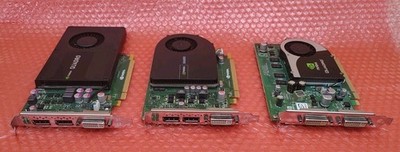 LOT of 3 nVidia Quadro Video Cards Dell ~ 2000 8MDMW ~ K2000 0JHRJ ~ FX570 WX397