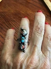 Vintage old Navajo, sterling, silver turquoise, and coral,  Native American Ring