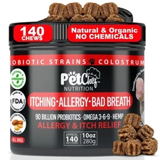 Pet Chef Dog Allergy Chews 140 Soft Chews with Salmon Oil, Omega 3 & Probioti...