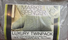 Marks & Spencer Charcoal Hotel Quality Quilted Pillows Twin Pack Luxury MRP £45