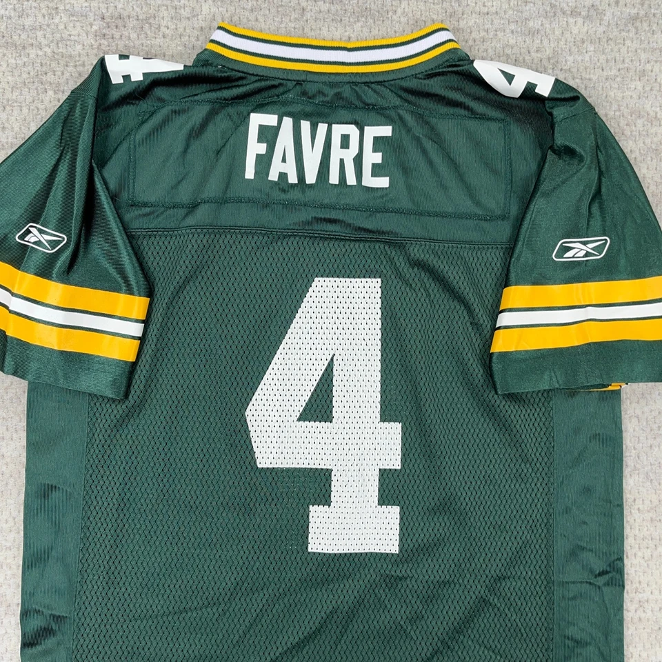 Camiseta deportiva vintage de los Green Bay Packers para niños grande verde Brett Favre camisa juvenil Y2K B3 Foto 4 de 4