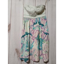 Kimchi Blue Urban Outfitters Strapless Floral Mini Dress Purple Teal Cotton Sz 0