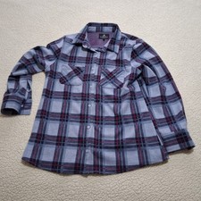 Women's Flannel Shirt / Jacket Size Medium Button-Up Plaid Pattern Blue Purple