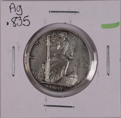 1936 Italy 10 Lire Victor Emmanuel III Silver 0.835 Coin Km# 80