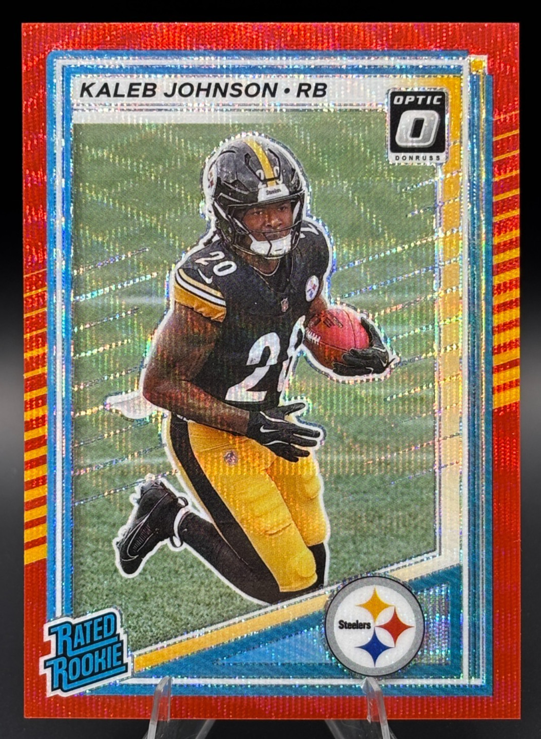KALEB JOHNSON 2025 Donruss Optic Preview Rated Rookie Red Wave Steelers #322