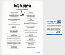 Dax Riggs 'Acid Bath' Band Signed Lyric Sheet 'Scream Of The Butterfly' ACOA