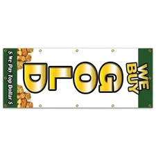 WE BUY GOLD VERTICAL 1 BANNER SIGN buying cash precious metals signs