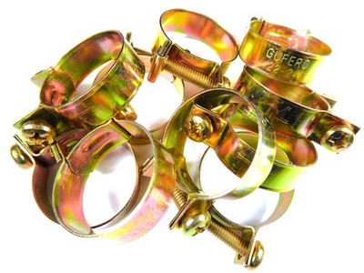 5x Schlauchschelle 22-24mm, rundziehend, gelb verzinkt für Oldtimer