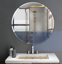 Round Bathroom Mirror Frameless Circle Vanity Wall Bevelled Edges 40cm Diameter