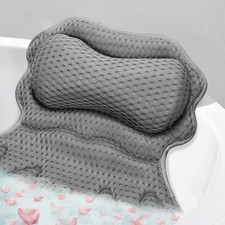 SetSail Bath Pillow, Bath Pillows for Tub Neck and Back Support, Grey Soft ...