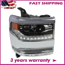[FULL LED] For 2016-2018 Silverado 1500 Headlight Chrome Bezel RH Passenger Side